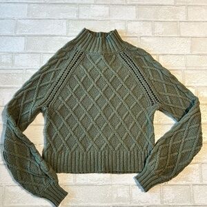 American Eagle Mock Neck Cable Knit Sweater